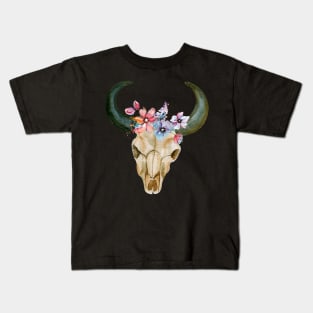 Skull and flowers Kids T-Shirt